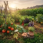 alt="συγκαλλιέργεια σε βιολογικό λαχανόκηπο"