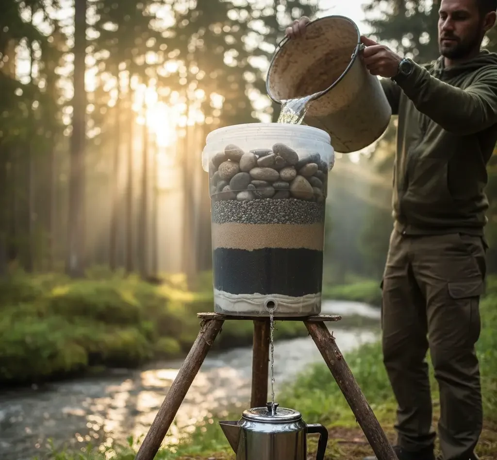 DIY να φιλτράρεις και να αποθηκεύεις νερό φίλτρο νερού άμμου κάρβουνου επιβίωση